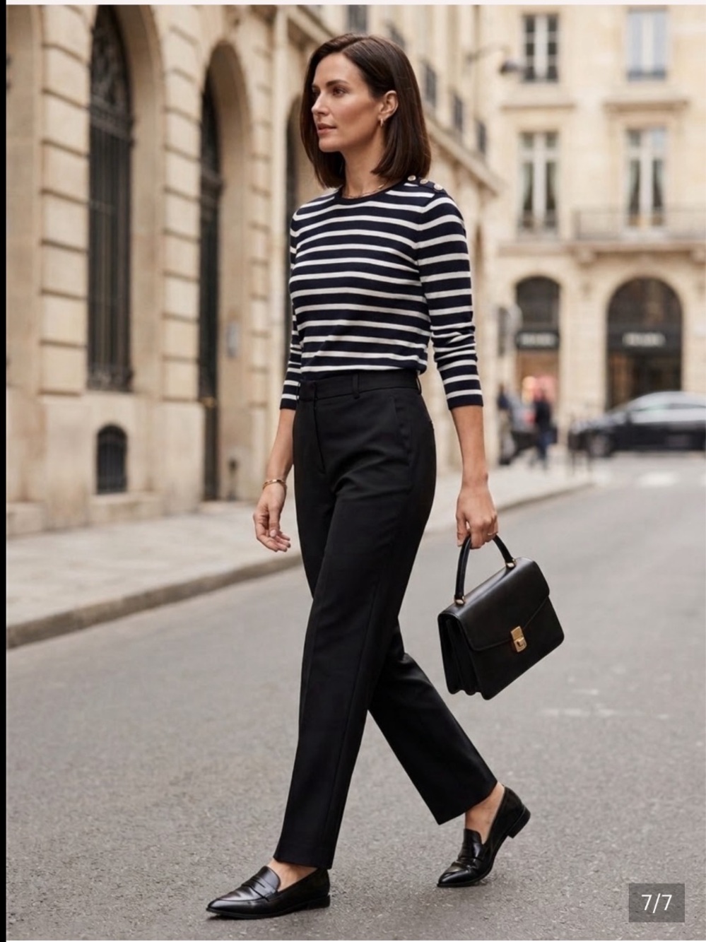 Lauren Ralph Lauren Black & White Striped Long-Sleeve Top with Shoulder Buttons